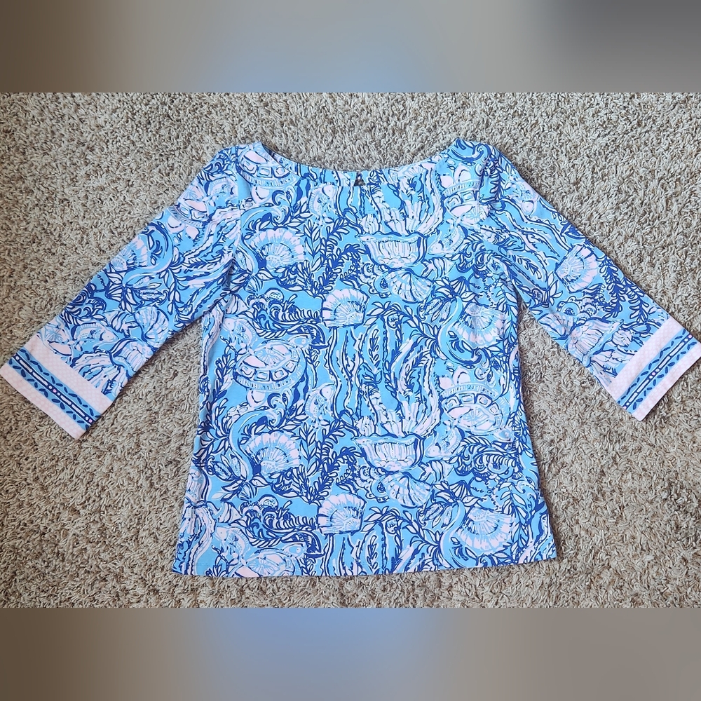 Lilly Pulitzer Blue and Pink Women's Top
